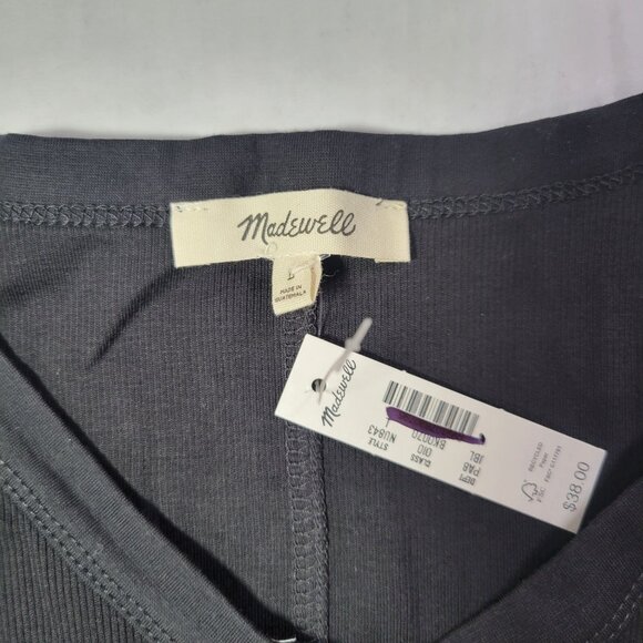 Madewell Black Generative Supima Cotton-Blend Sleeveless V-Neck Tank Top Size L - Picture 2 of 6